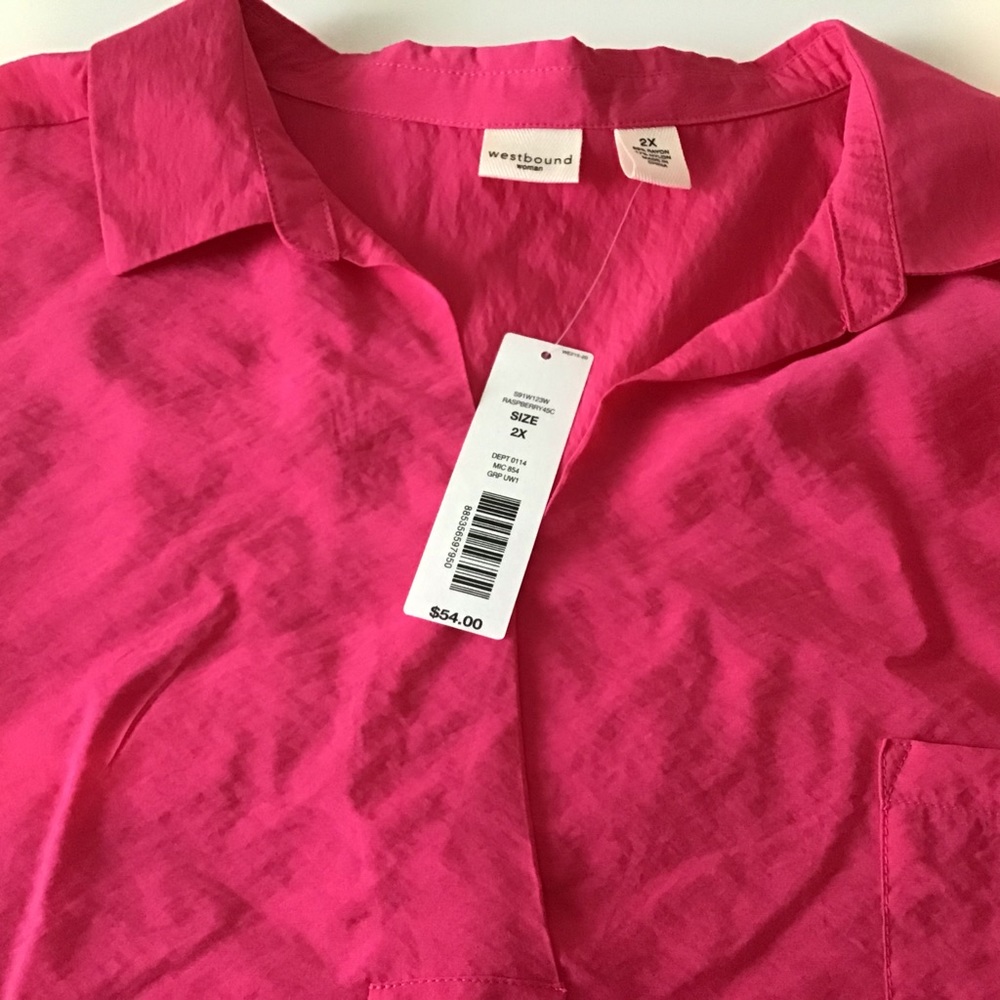 Top 2X  Raspberry , Short Sleeve NWT - Picture 7 of 7